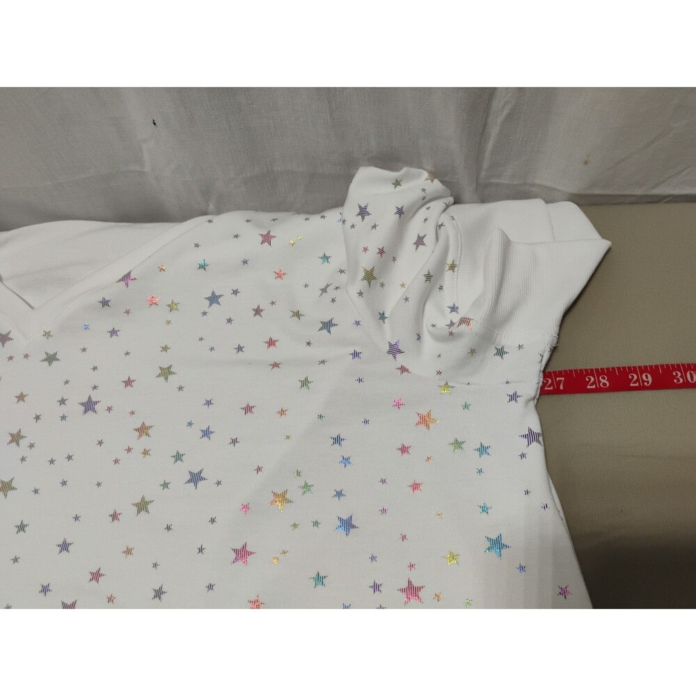 Jane + Delancey Womens Shirt Vneck Short Sleeve Colorful Stars Size 3x - Picture 7 of 10